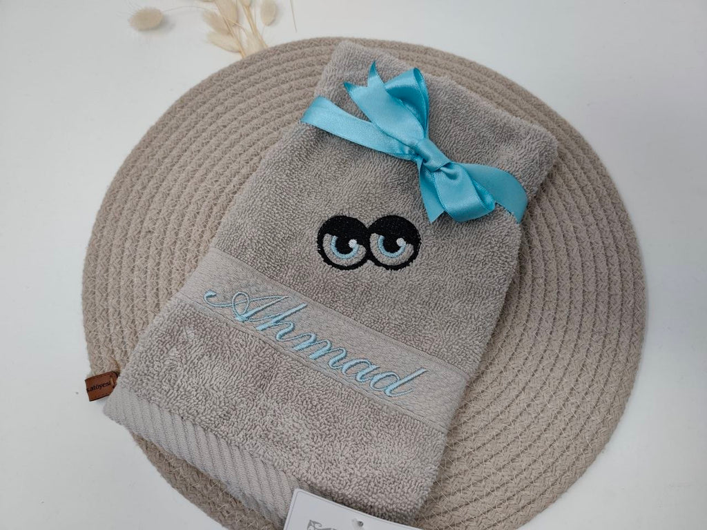 Handtuch/Duschtuch 470/500 g/m² – Augen-Motiv (personalisiert)