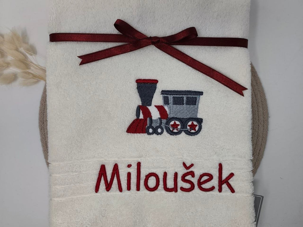 Fahrzeug 06 Zug Eisenbahn Handtuch Duschtuch bestickt & personalisierbar Super Qualität