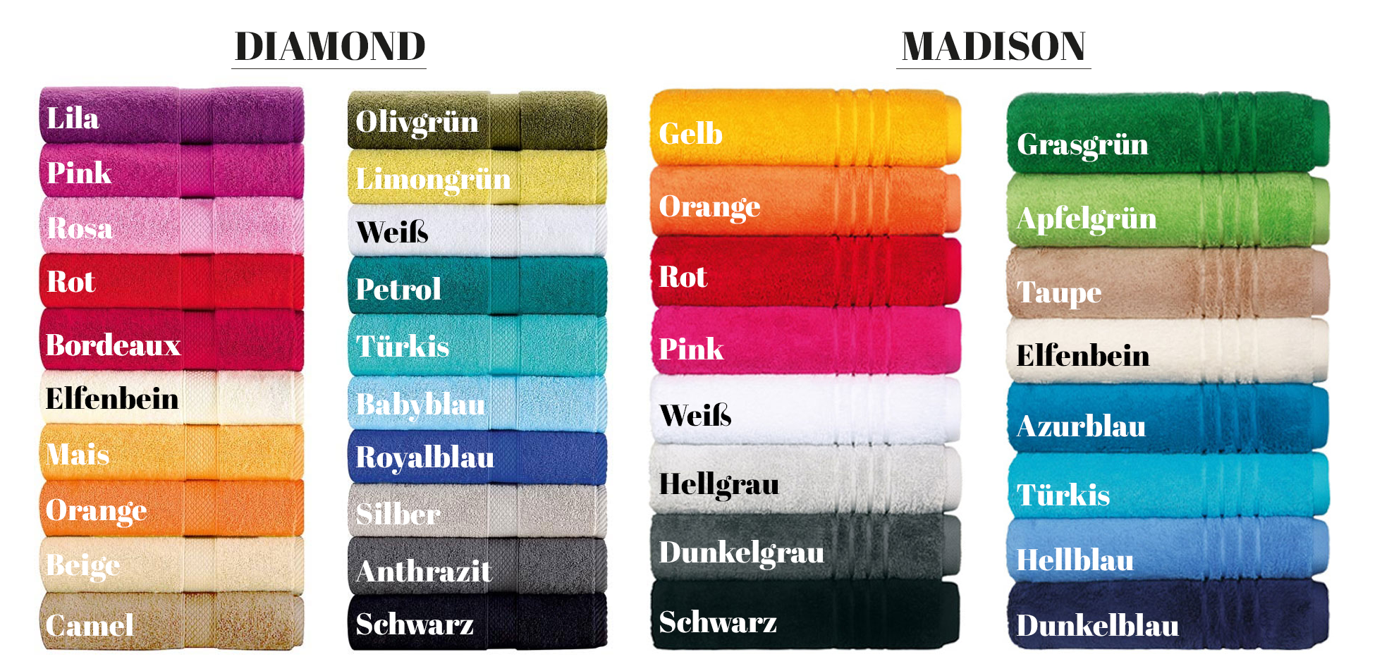 Egeria madison-diamond Handtücher mit verschiedenen Farben