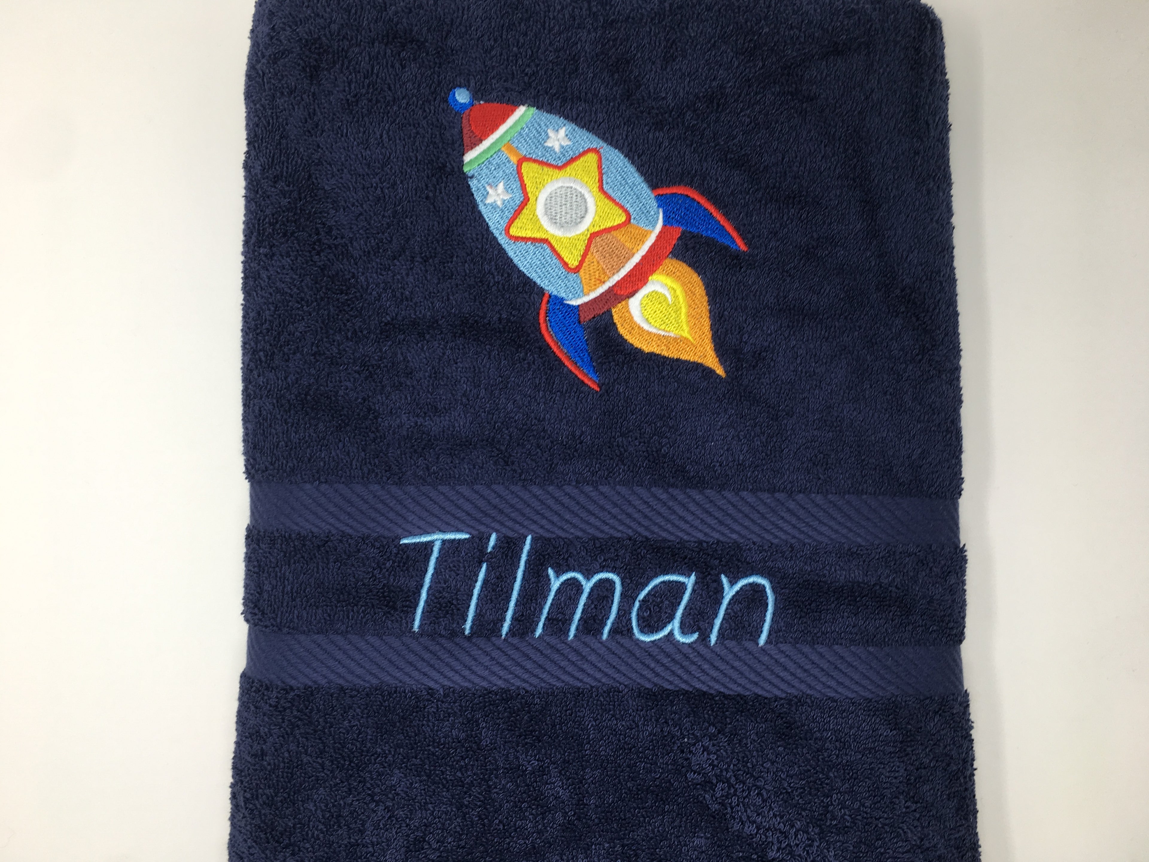 Weltraum Rakete Weltall Handtuch Duschtuch Stickerei & Personalisierung Super Qualität
