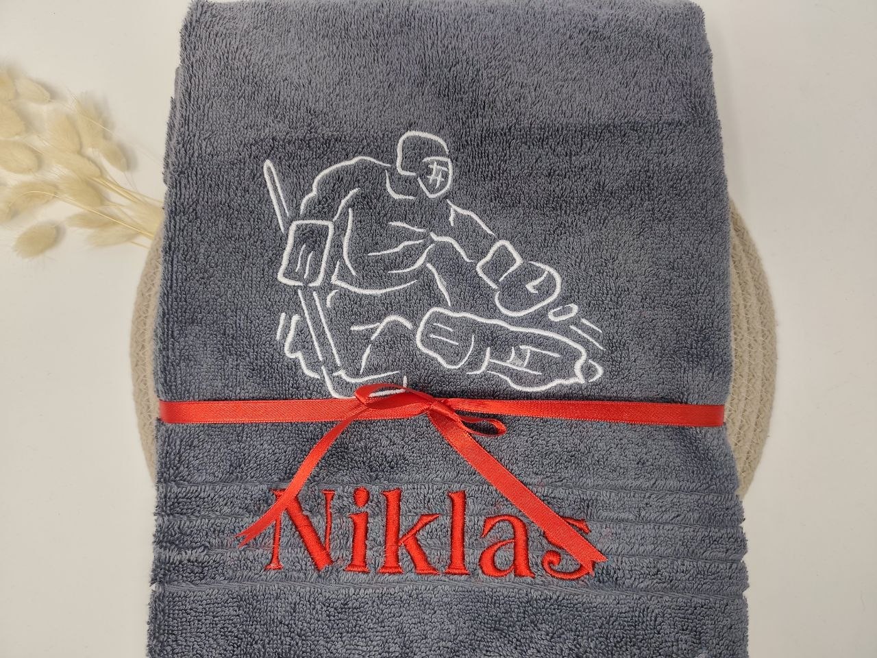 Goalie 02 Eishockey-Torwart-Handtuch – personalisiert mit Name & Motivation