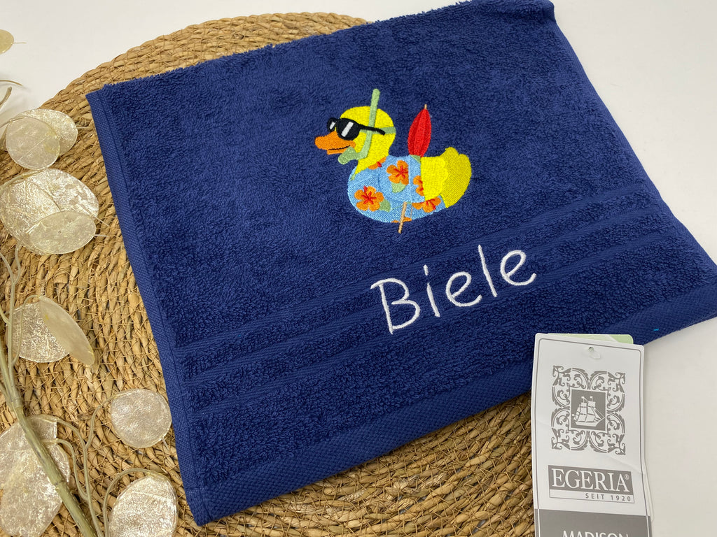 Ente 01 Badeente Handtuch Duschtuch bestickt & personalisierbar Super Qualität