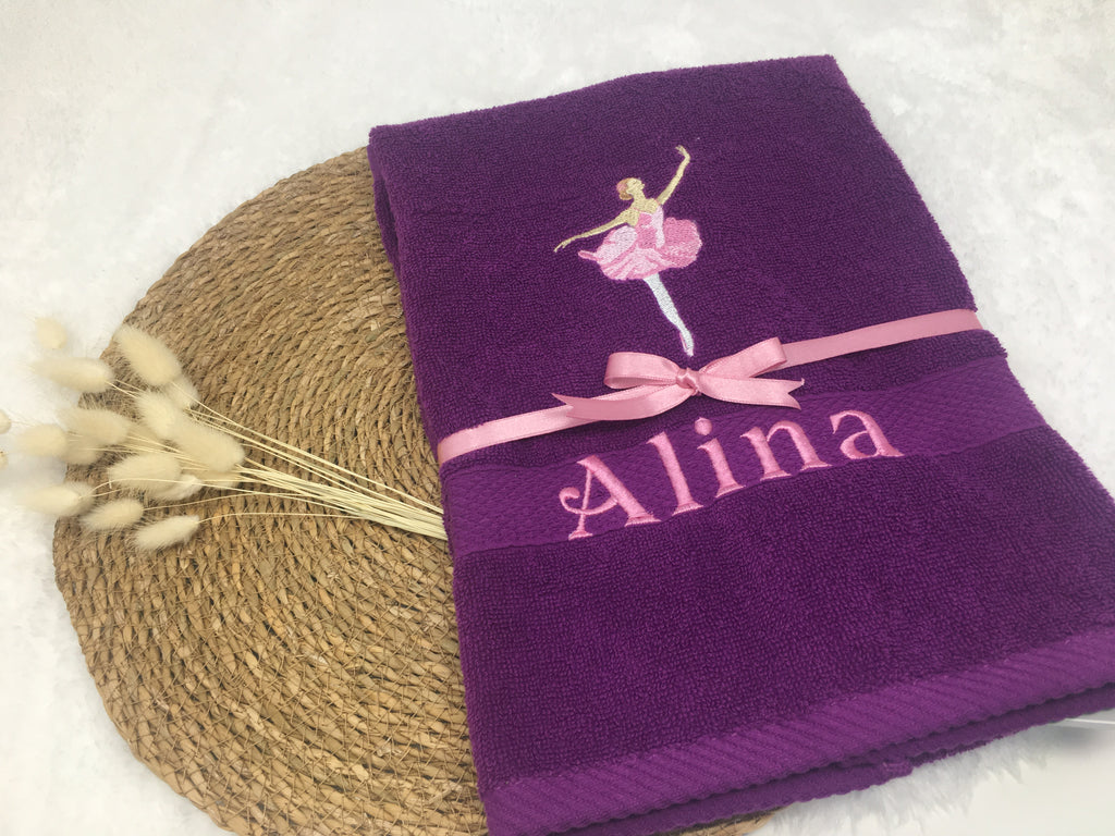 Ballerina 01 Ballet Tänzerin Ballettänzerin Handtuch Duschtuch Personalisierung