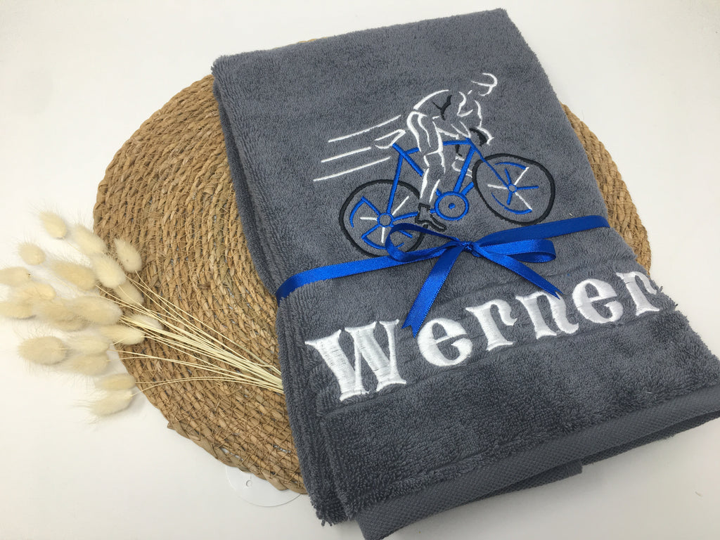 Sport Fahrrad Radsport Bike 06 Handtuch Duschtuch bestickt & personalisierbar Super Qualität