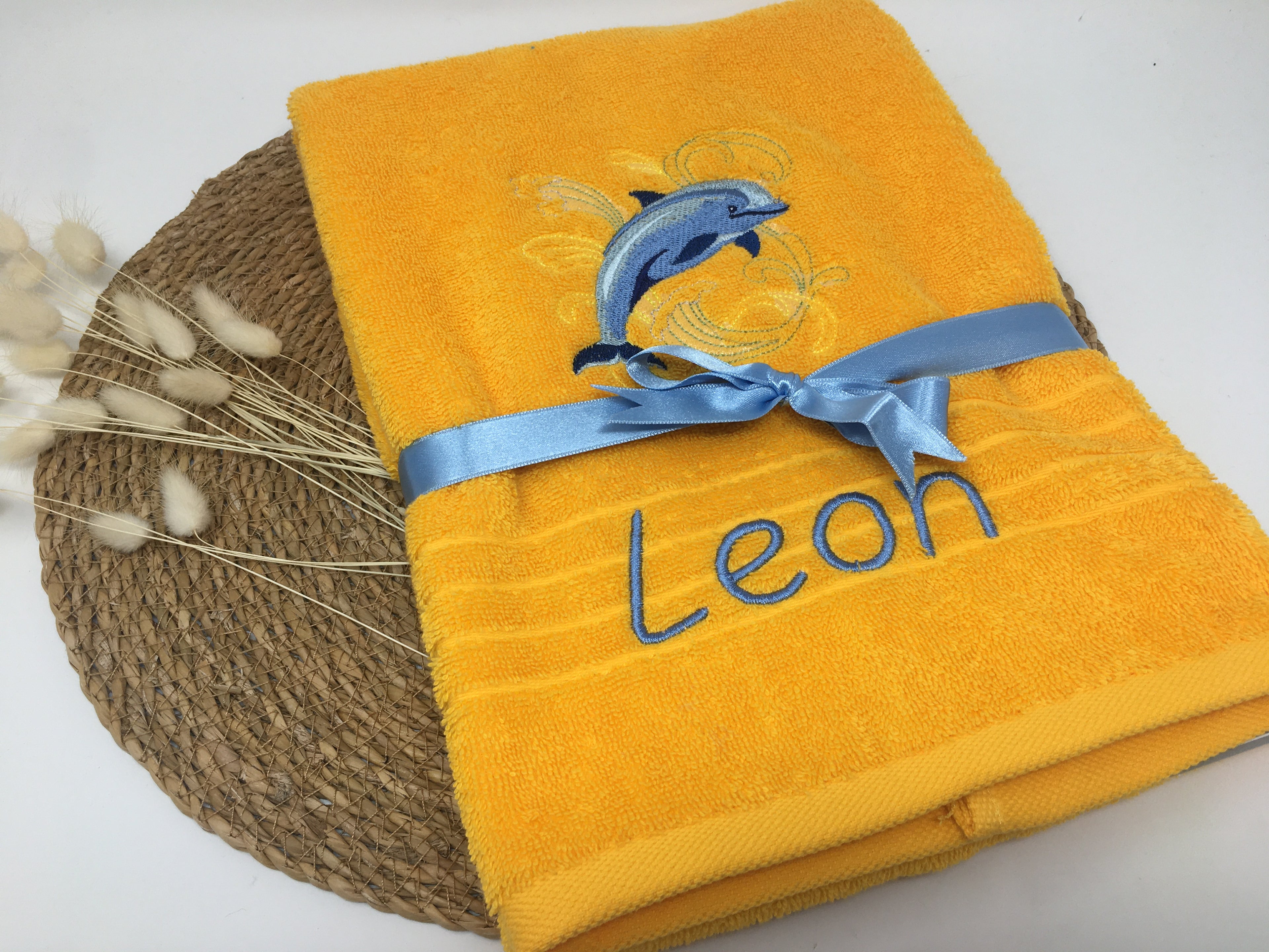 Meerestiere Delfin Handtuch Duschtuch bestickt & personalisierbar Super Qualität