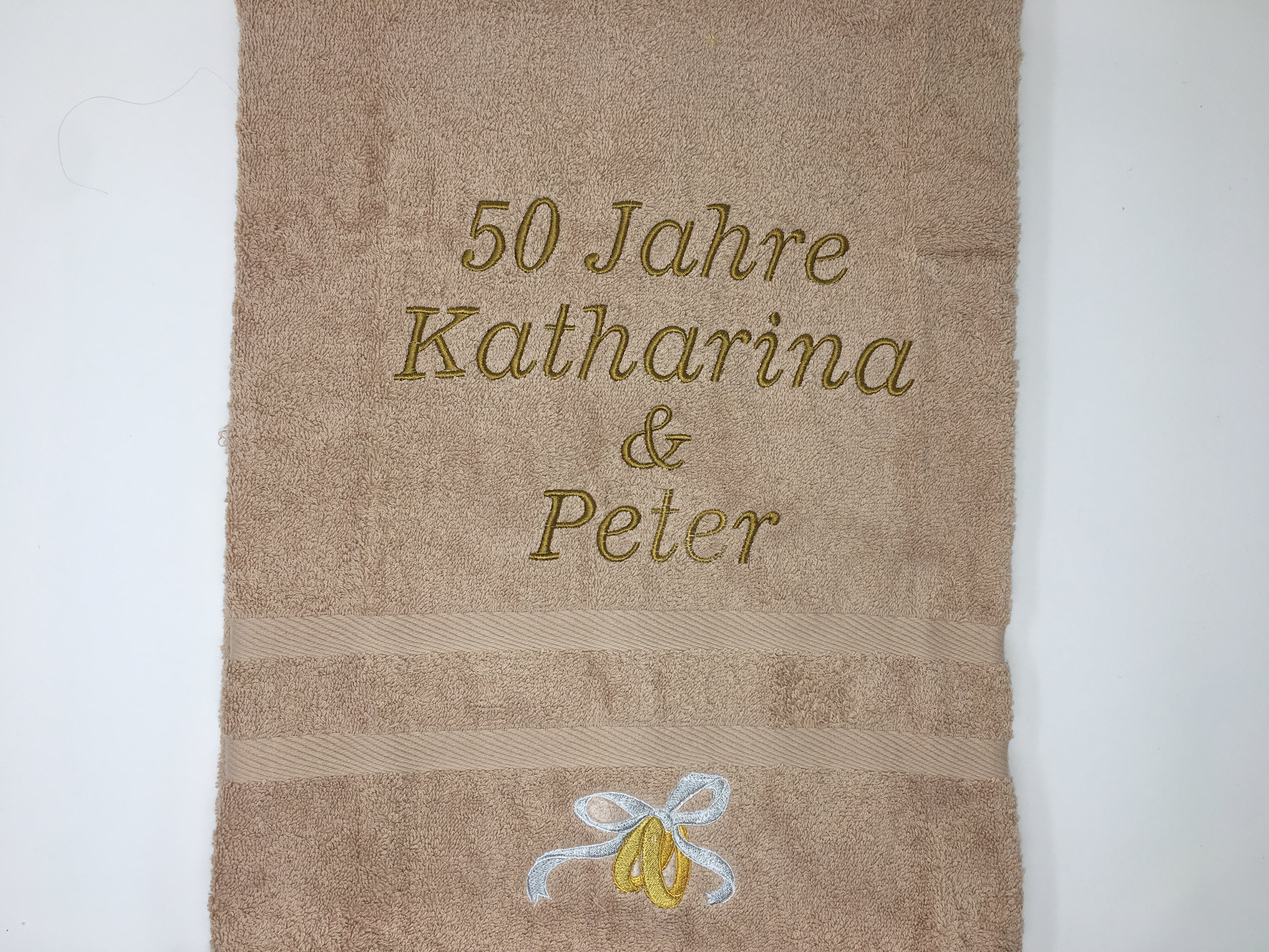Heirat - Hochzeit - Ringe Handtuch Duschtuch bestickt & personalisierbar Super Qualität