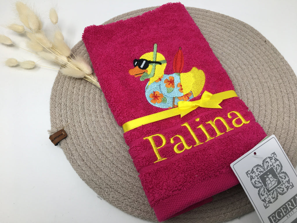 Ente 01 Badeente Handtuch Duschtuch bestickt & personalisierbar Super Qualität