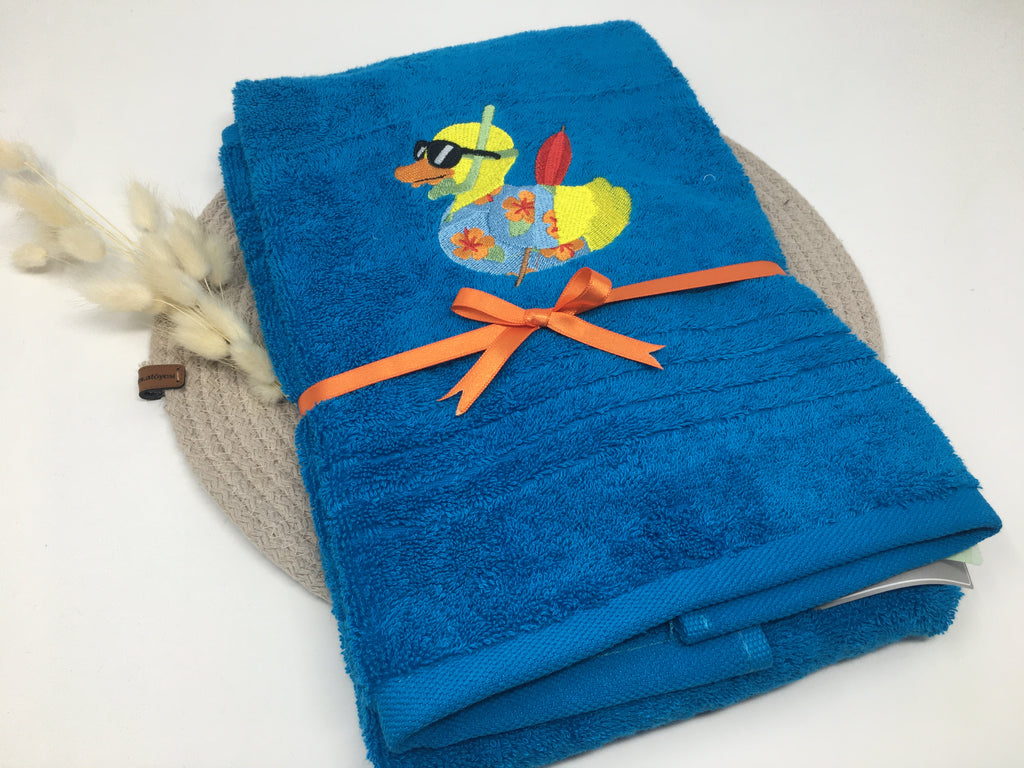 Ente 01 Badeente Handtuch Duschtuch bestickt & personalisierbar Super Qualität