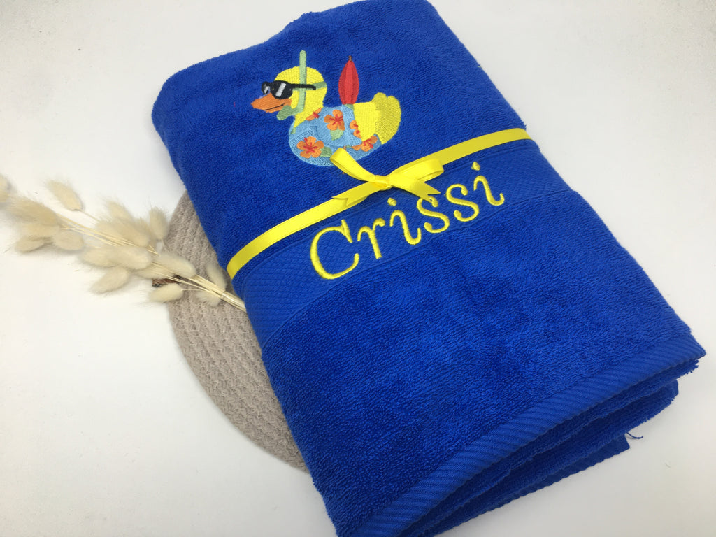Ente 01 Badeente Handtuch Duschtuch bestickt & personalisierbar Super Qualität