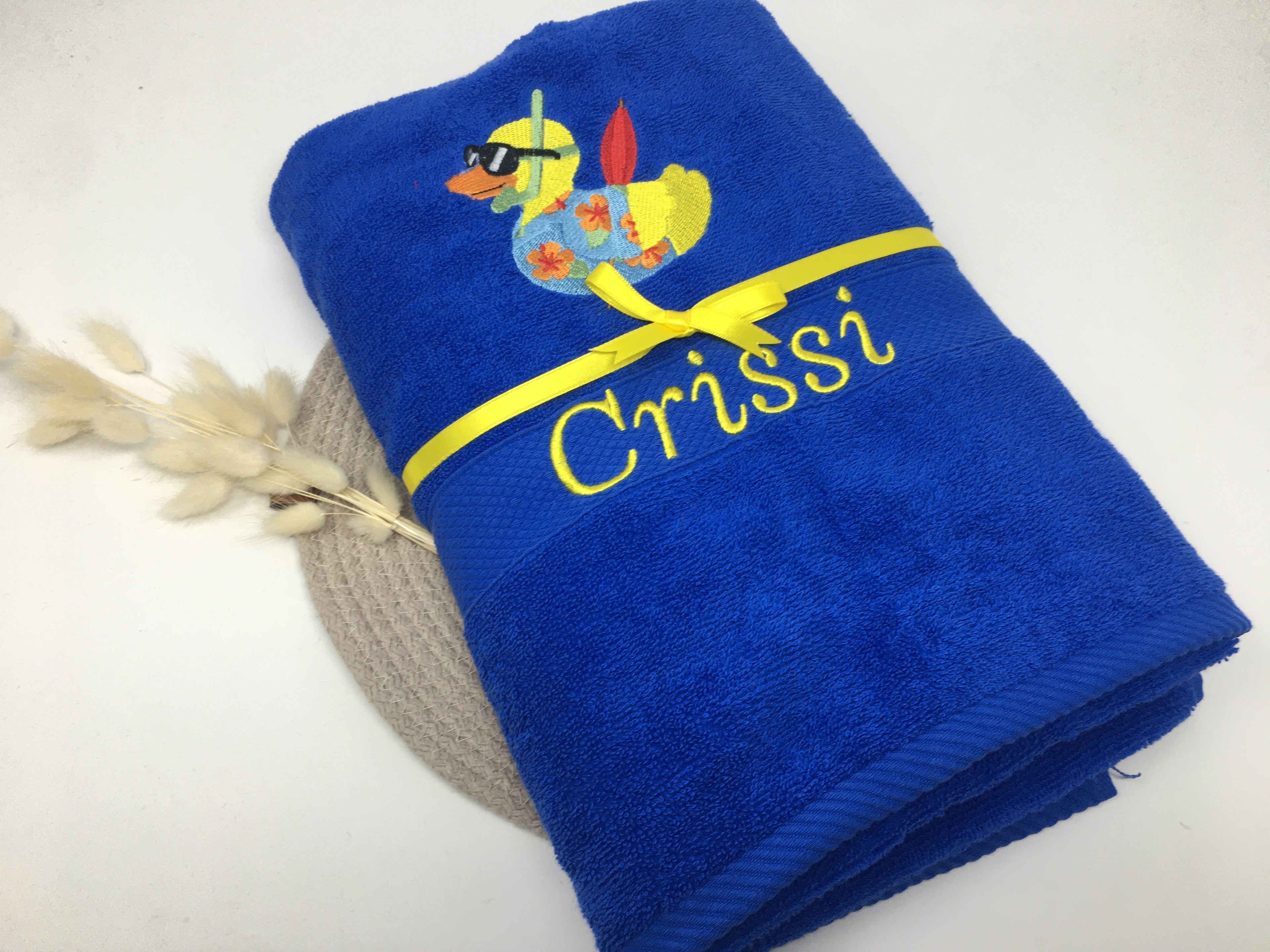 Ente 01 Badeente Handtuch Duschtuch bestickt & personalisierbar Super Qualität