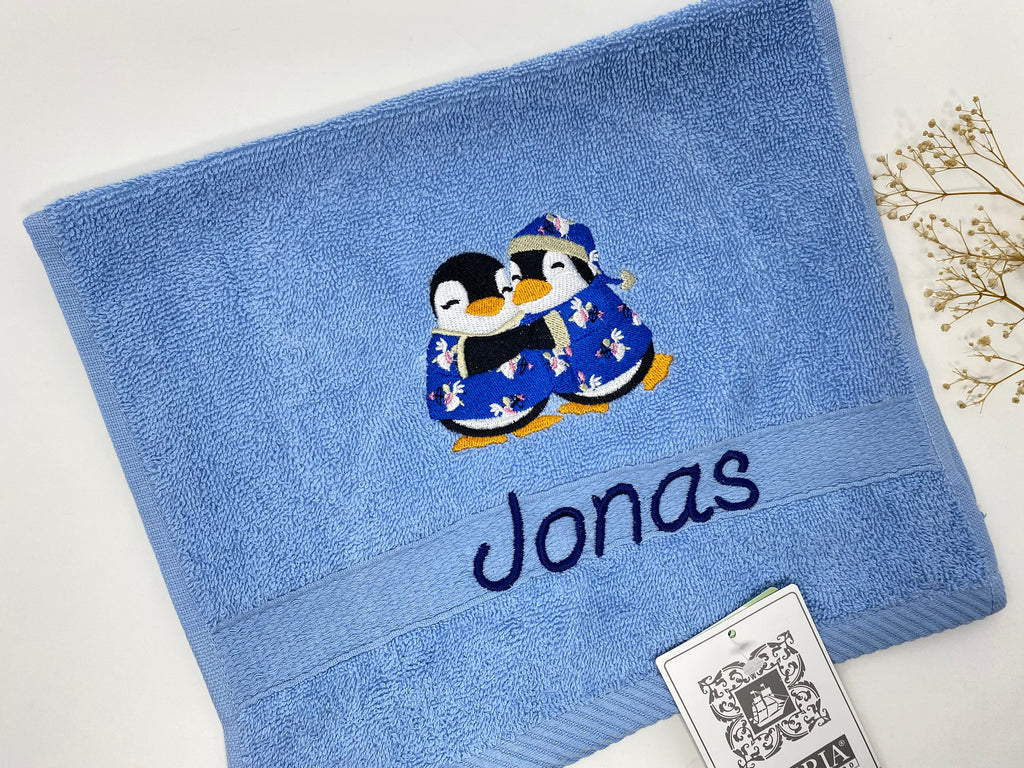 Paare 02 Pinguine Pinguin Handtuch Duschtuch bestickt & personalisierbar Super Qualität