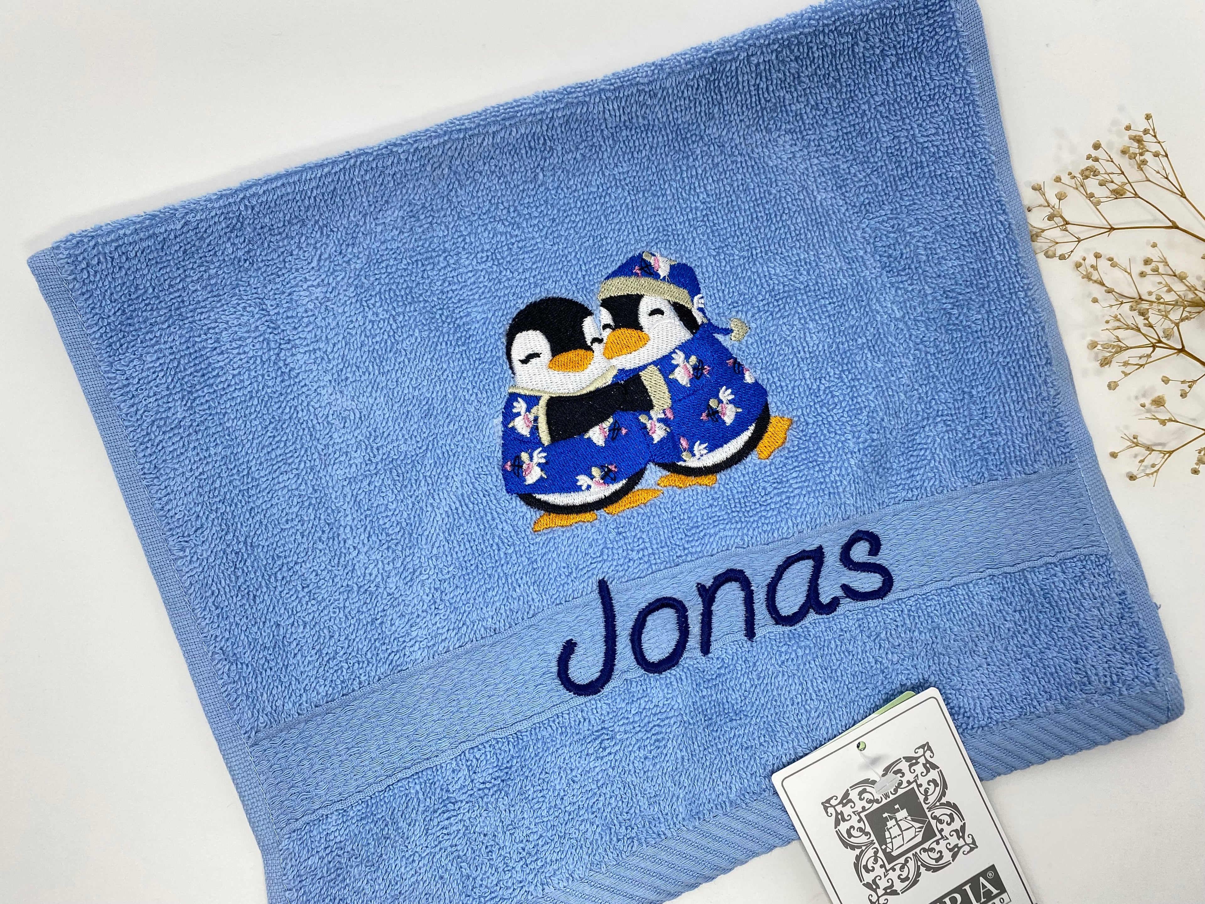 Paare 02 Pinguine Pinguin Handtuch Duschtuch bestickt & personalisierbar Super Qualität