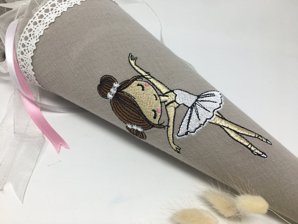 Ballerina Ballet Schultüte Einschulung Stickerei Namen Schulstart Bestickung