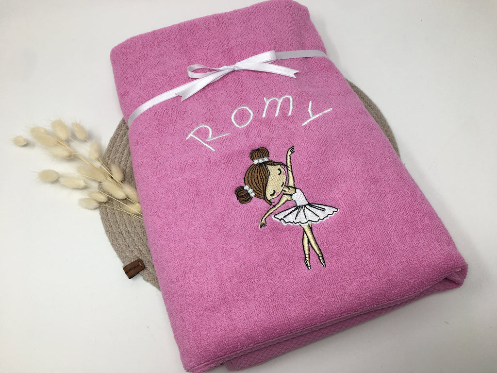 Ballerina 05 Ballet Ballettänzerin Handtuch Duschtuch Stickerei Personalisierung