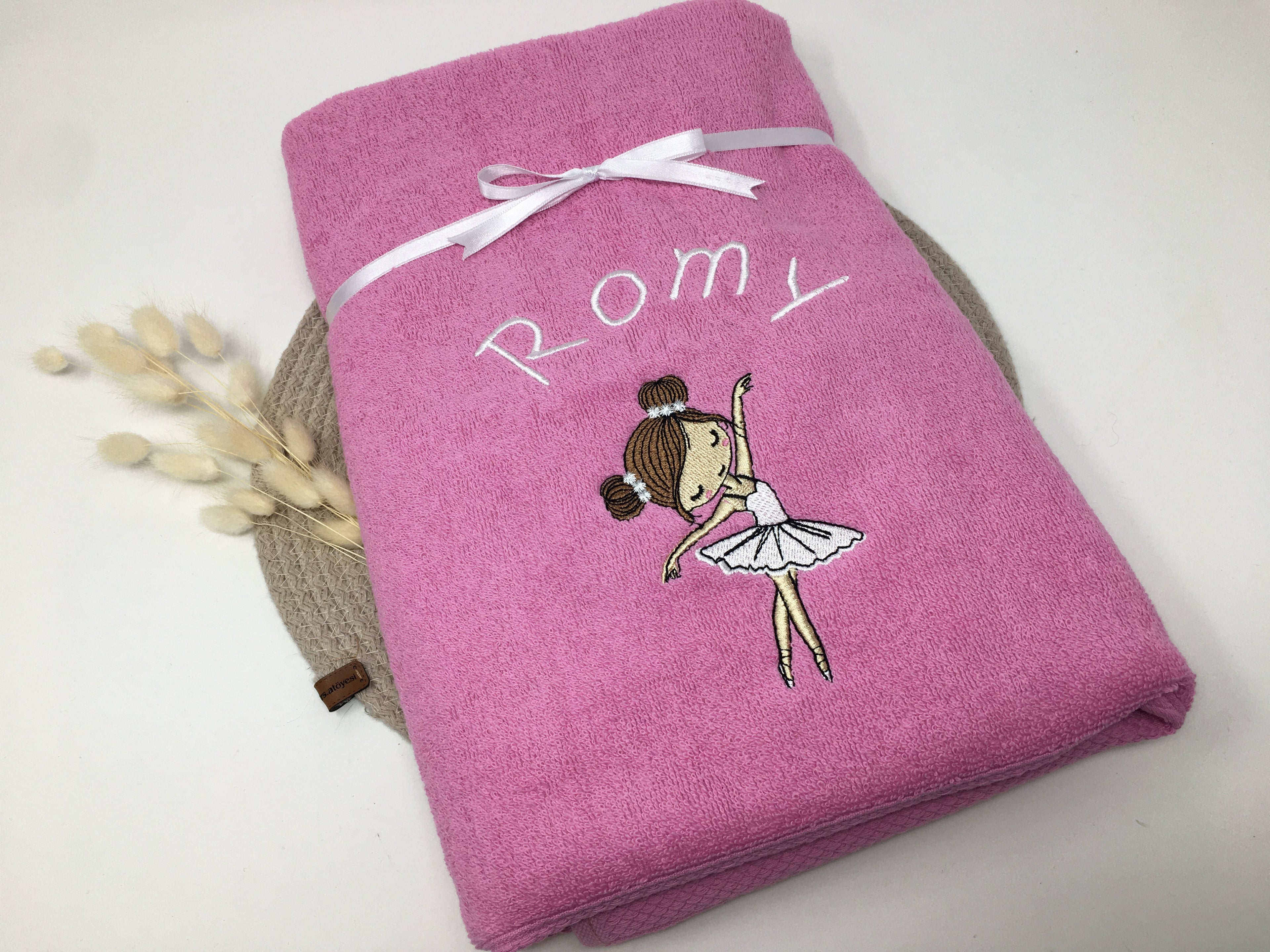 Ballerina 05 Ballet Ballettänzerin Handtuch Duschtuch Stickerei Personalisierung