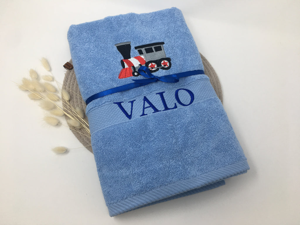 Fahrzeug 06 Zug Eisenbahn Handtuch Duschtuch bestickt & personalisierbar Super Qualität