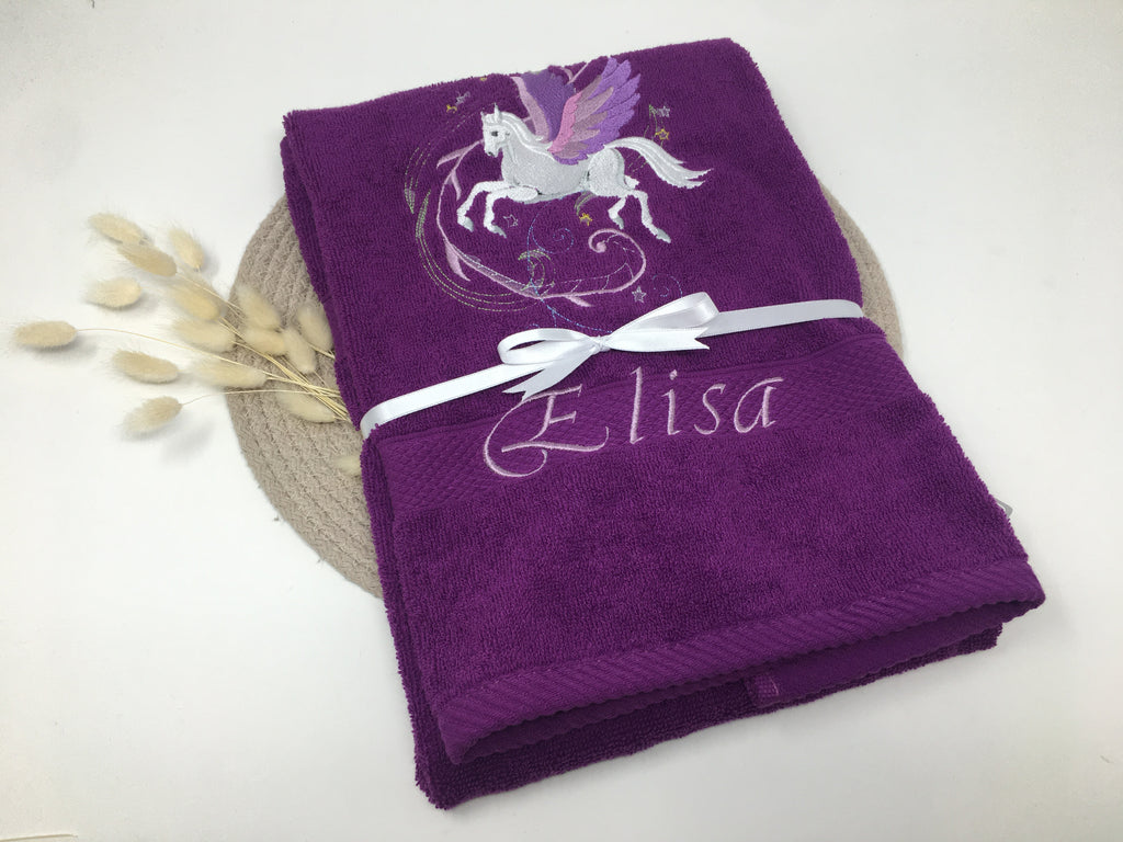 Einhorn 05 Pegasus Handtuch Duschtuch Stickerei & Personalisierung Super Qualität