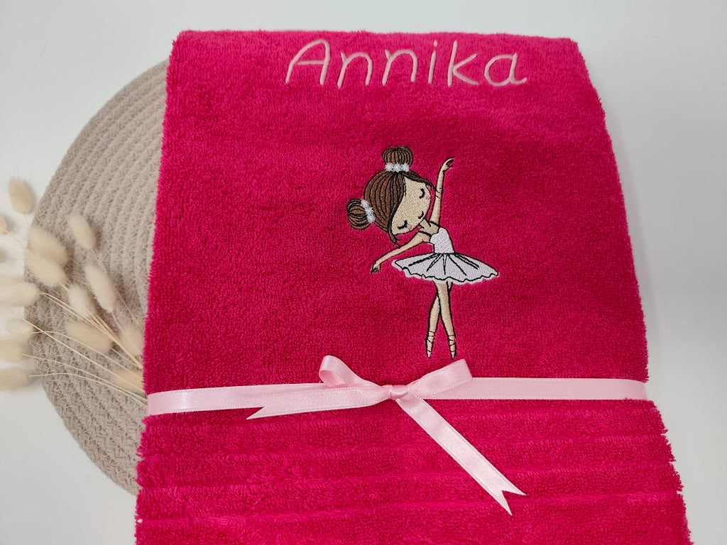 Ballerina 05 Ballet Ballettänzerin Handtuch Duschtuch Stickerei Personalisierung