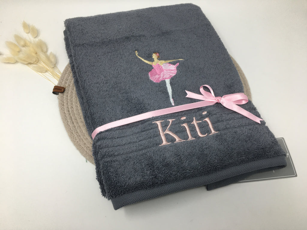 Ballerina 01 Ballet Tänzerin Ballettänzerin Handtuch Duschtuch Personalisierung