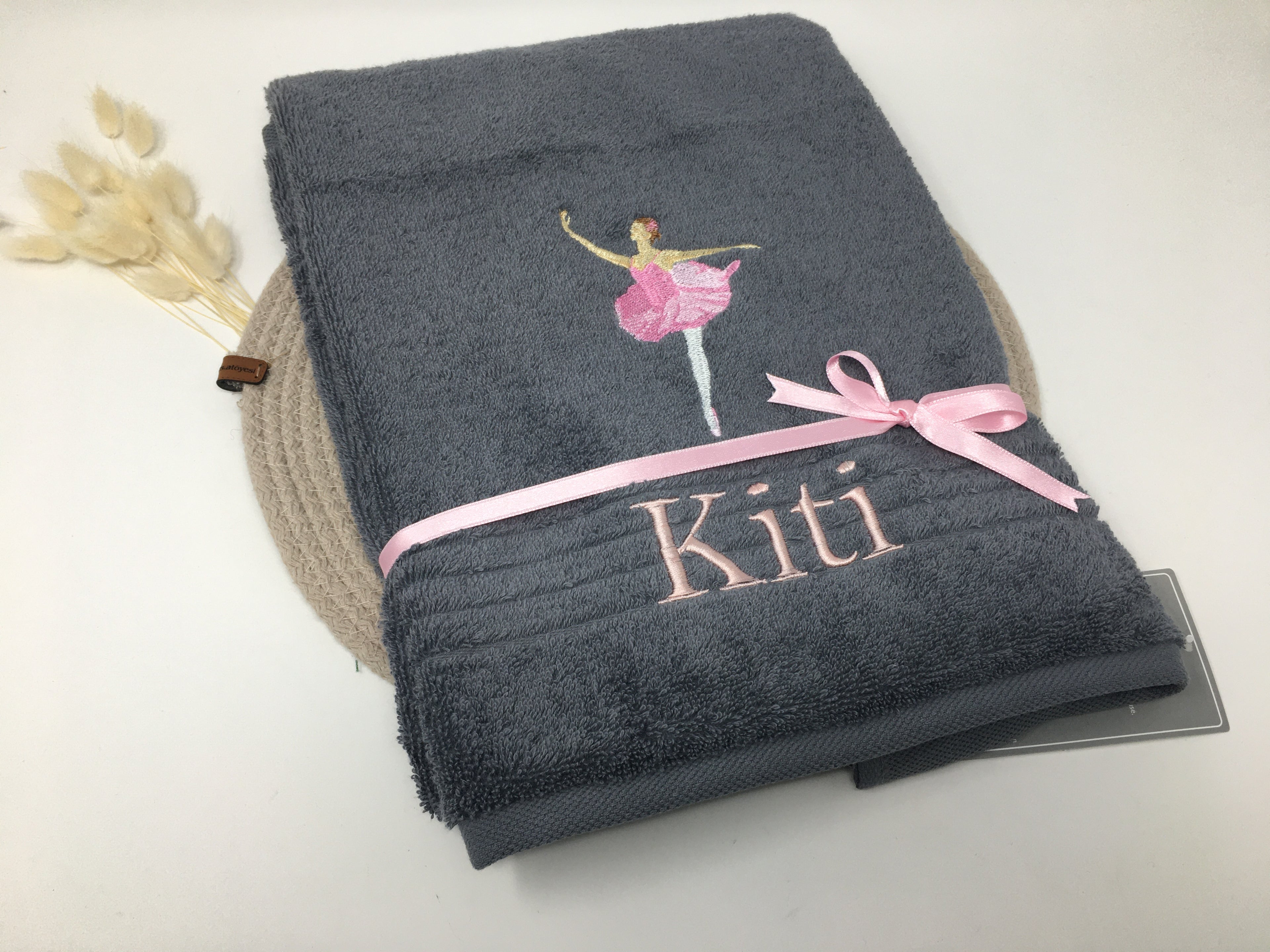 Ballerina 01 Ballet Tänzerin Ballettänzerin Handtuch Duschtuch Personalisierung