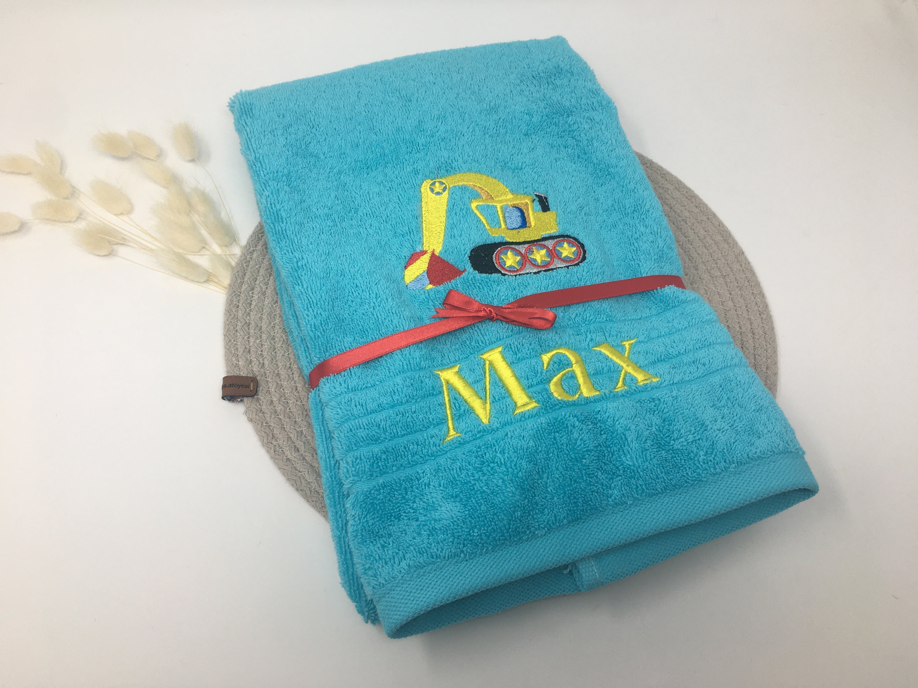 Fahrzeug 01 Kran Bagger Handtuch Duschtuch Stickerei & Personalisierung Super Qualität