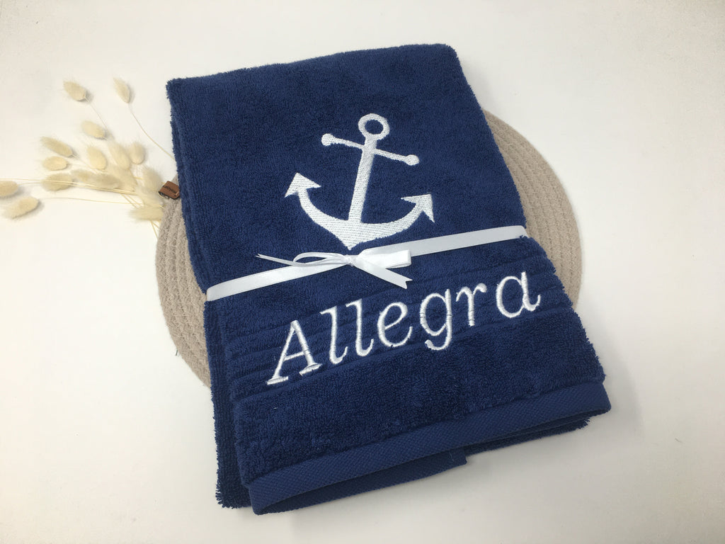 Maritim See 04 Anker Handtuch Duschtuch Stickerei & Personalisierung Super Qualität