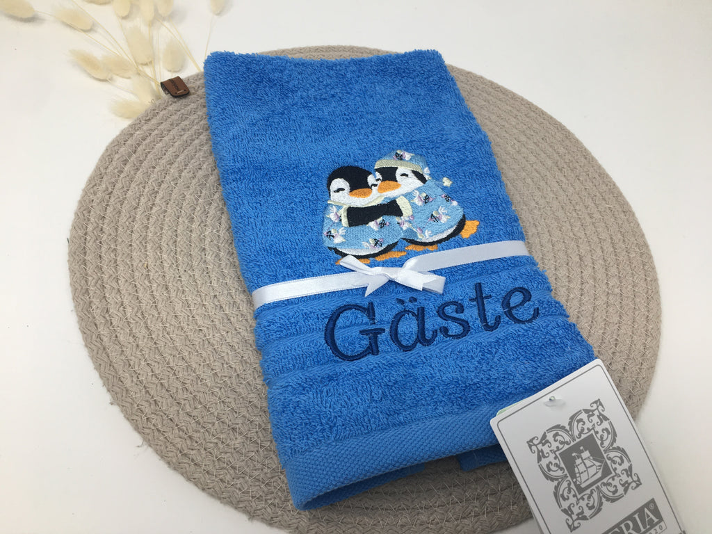 Paare 02 Pinguine Pinguin Handtuch Duschtuch bestickt & personalisierbar Super Qualität