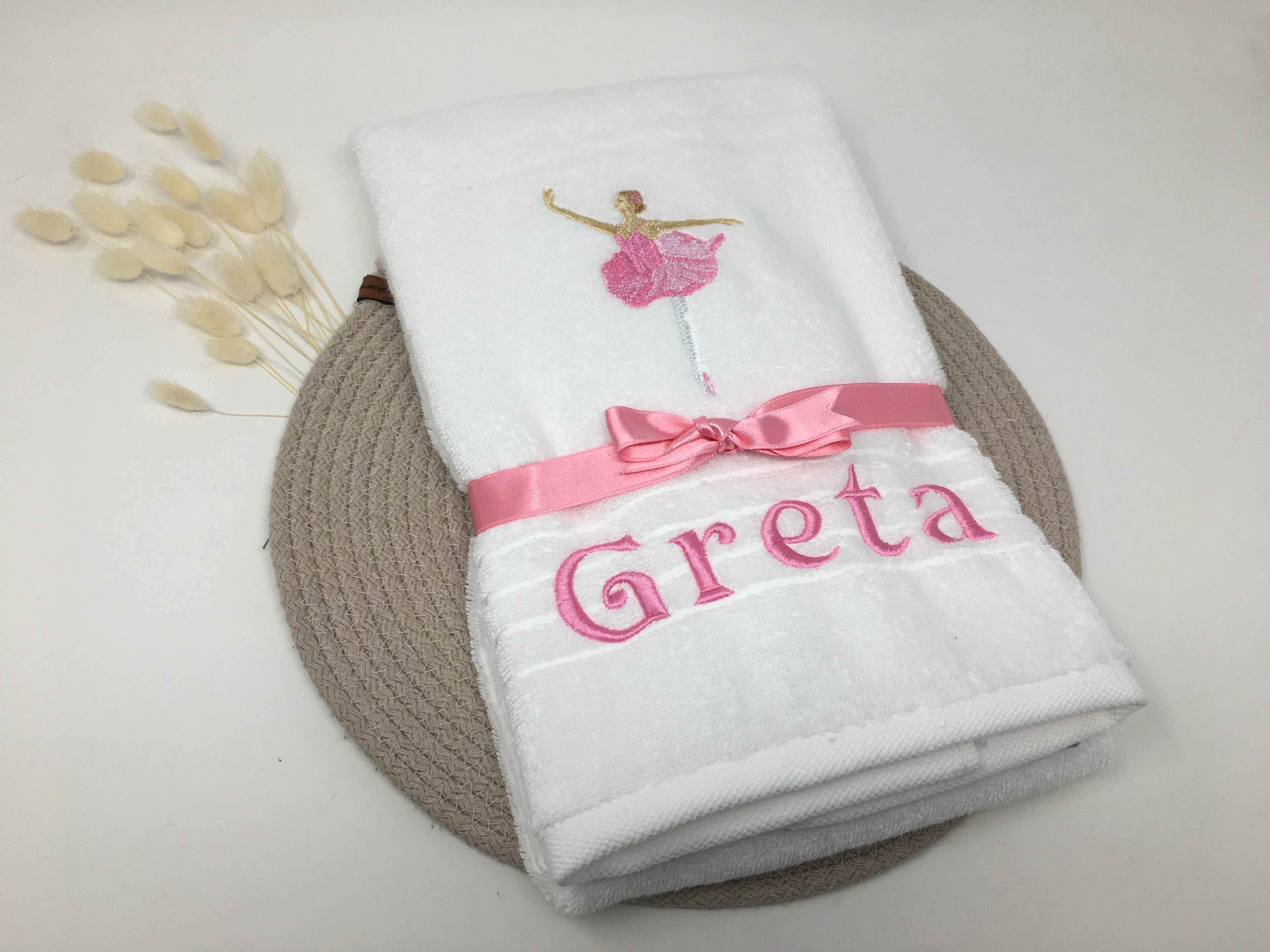 Ballerina 01 Ballet Tänzerin Ballettänzerin Handtuch Duschtuch Personalisierung