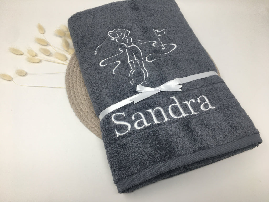 Sport  Golf Golfen Handtuch Duschtuch bestickt & personalisierbar Super Qualität