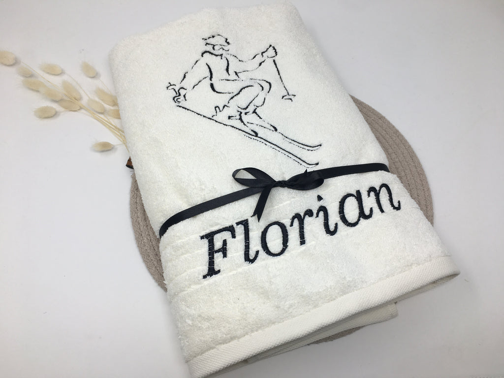 Sport SKI Skifahren Skifahrer Handtuch Duschtuch Stickerei & Personalisierung Super Qualität