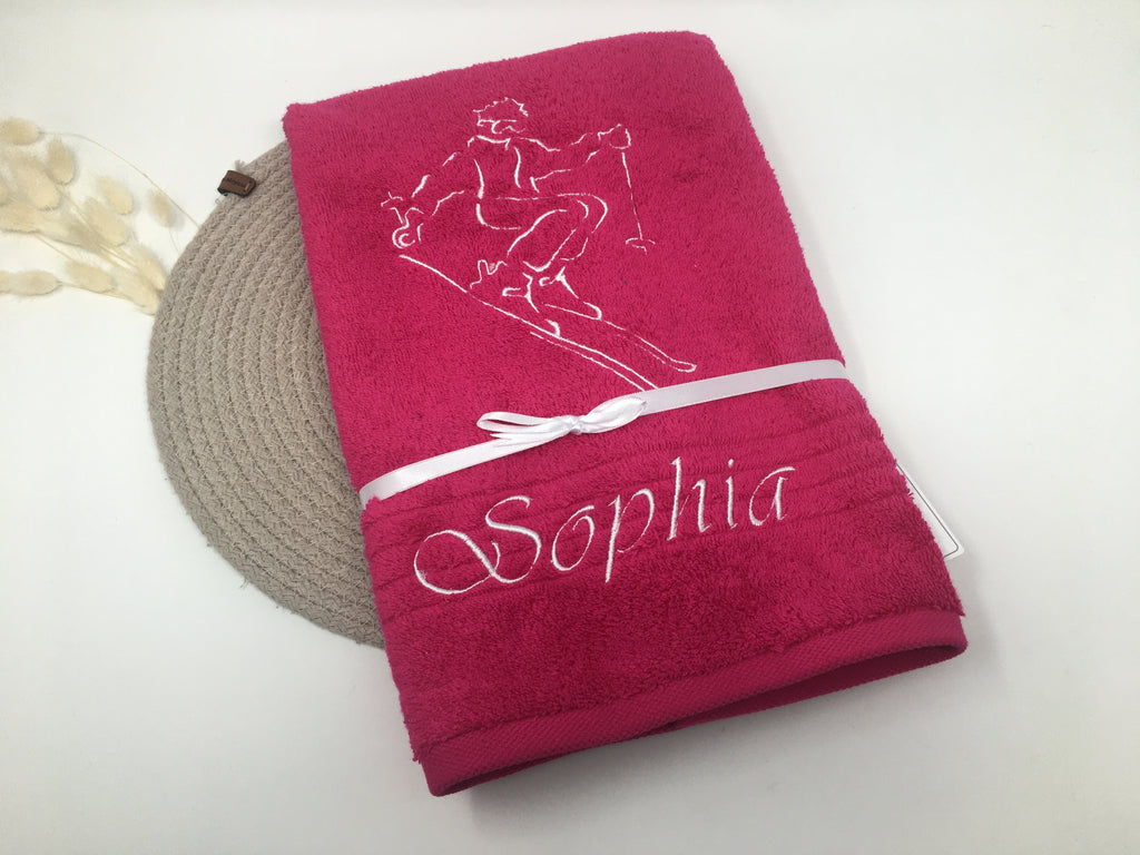 Sport SKI Skifahren Skifahrer Handtuch Duschtuch Stickerei & Personalisierung Super Qualität