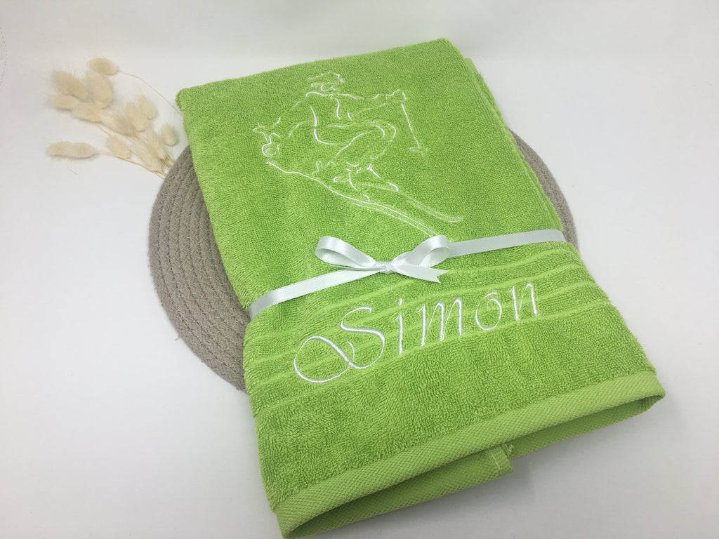 Sport SKI Skifahren Skifahrer Handtuch Duschtuch Stickerei & Personalisierung Super Qualität