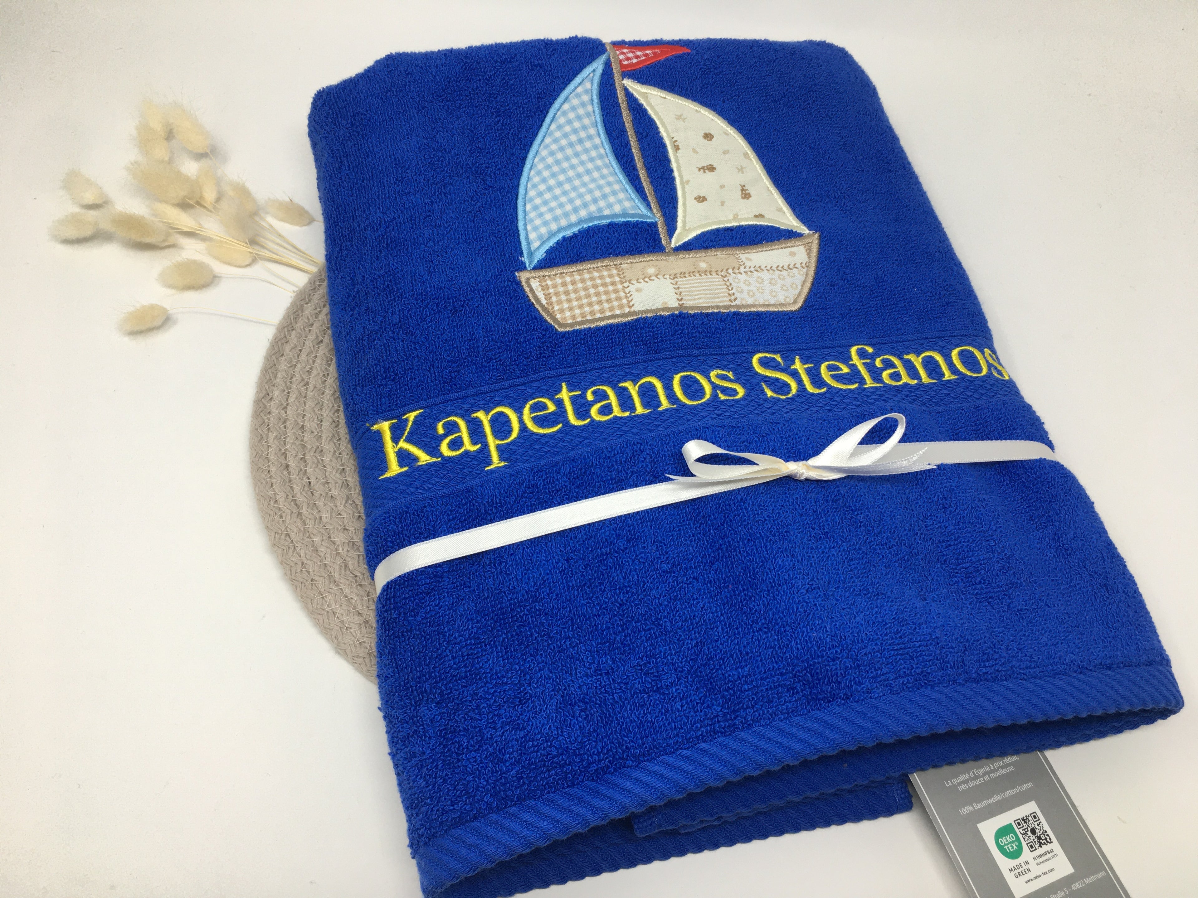 Handtuch „Maritim See 01 – Segelboot“ ⛵ – personalisiert mit Name