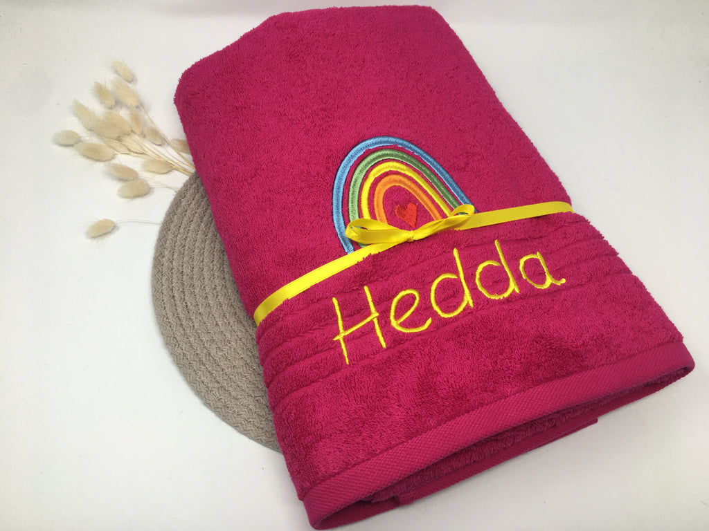 Regenbogen 02 Handtuch Duschtuch bestickt & personalisierbar Super Qualität