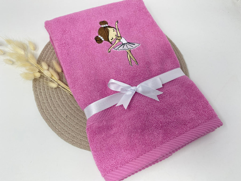 Ballerina 05 Ballet Ballettänzerin Handtuch Duschtuch Stickerei Personalisierung