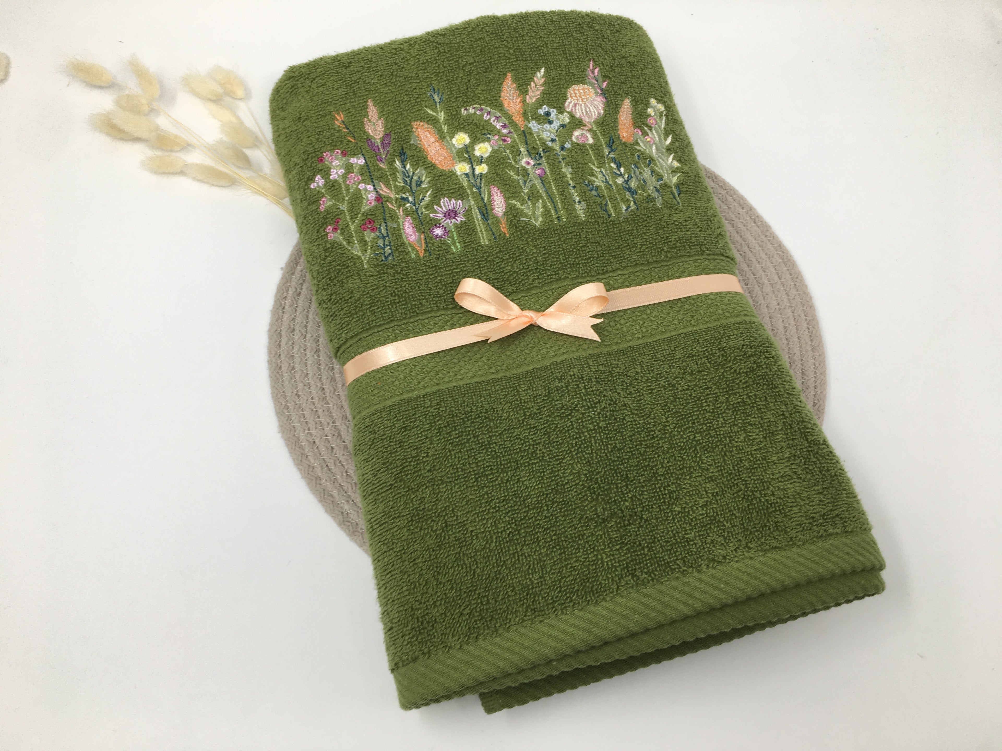 Blumen Handtuch Duschtuch bestickt & personalisierbar Super Qualität