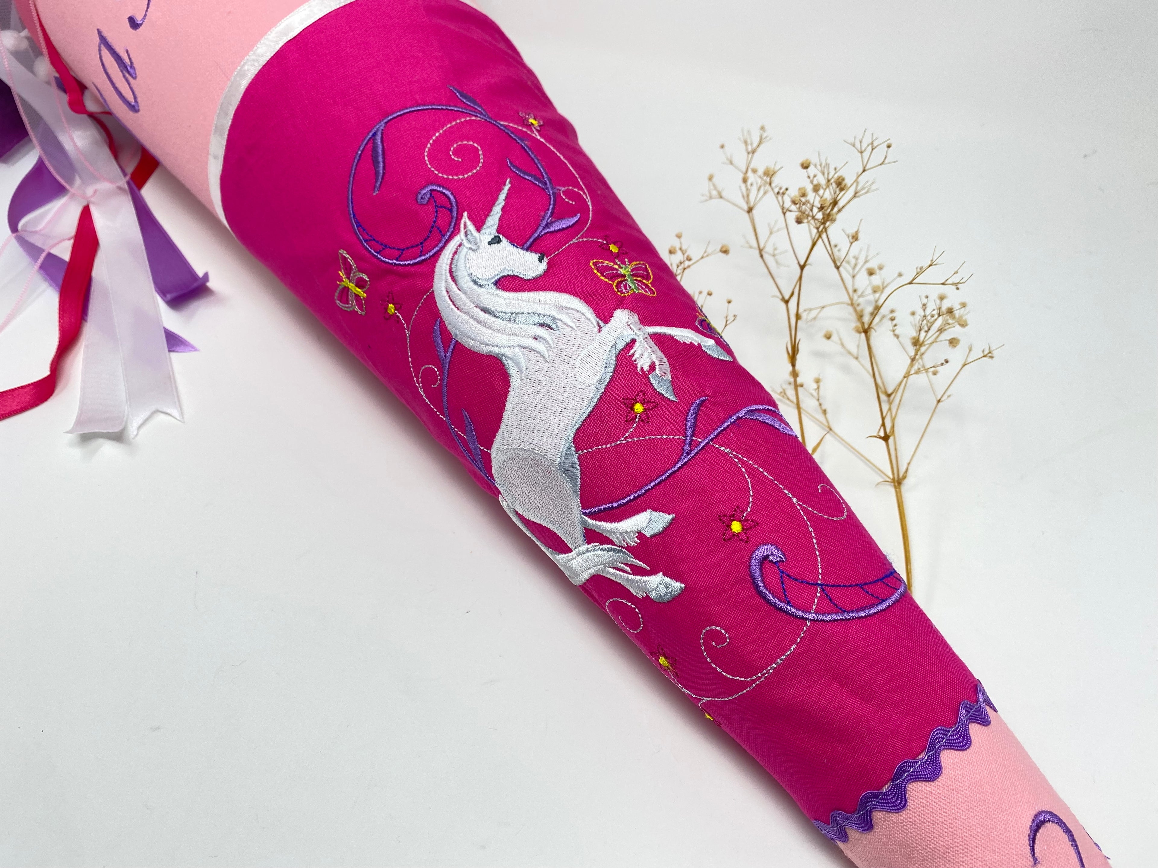 Einhorn 06 Pegasus Schultüte Einschulung Stickerei Namen Schulstart Bestickung