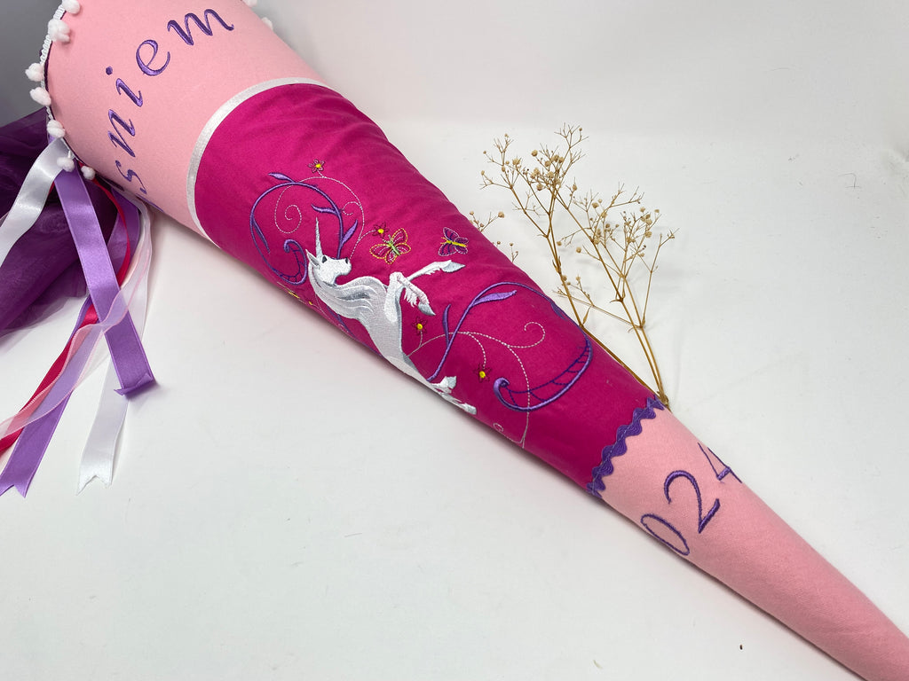Einhorn 06 Pegasus Schultüte Einschulung Stickerei Namen Schulstart Bestickung