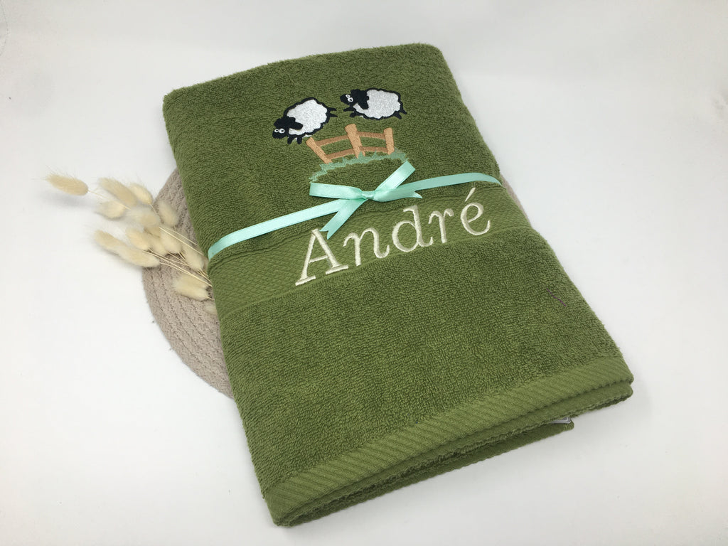 Gute Nacht 03 Schafe Handtuch Duschtuch bestickt & personalisierbar Super Qualität