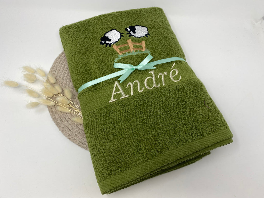 Gute Nacht 03 Schafe Handtuch Duschtuch bestickt & personalisierbar Super Qualität