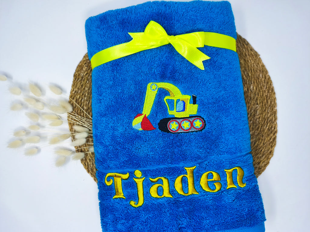 Fahrzeug 01 Kran Bagger Handtuch Duschtuch Stickerei & Personalisierung Super Qualität