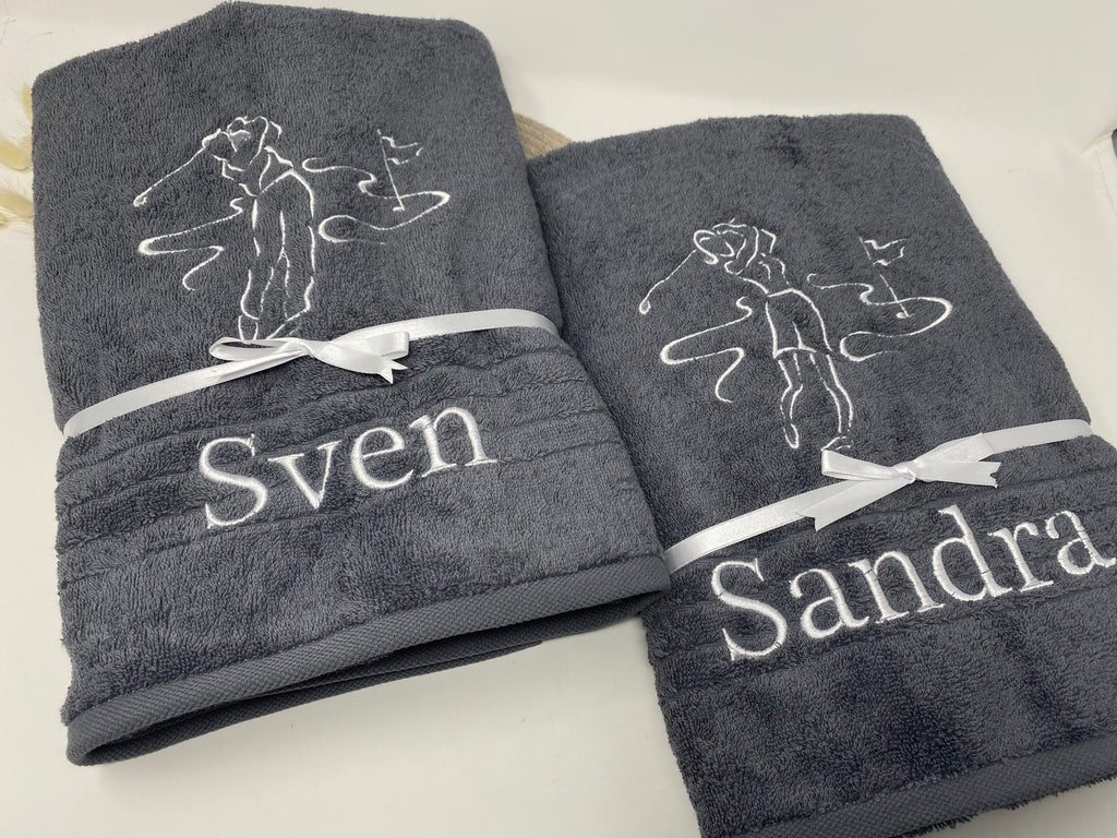 Sport  Golf Golfen Handtuch Duschtuch bestickt & personalisierbar Super Qualität