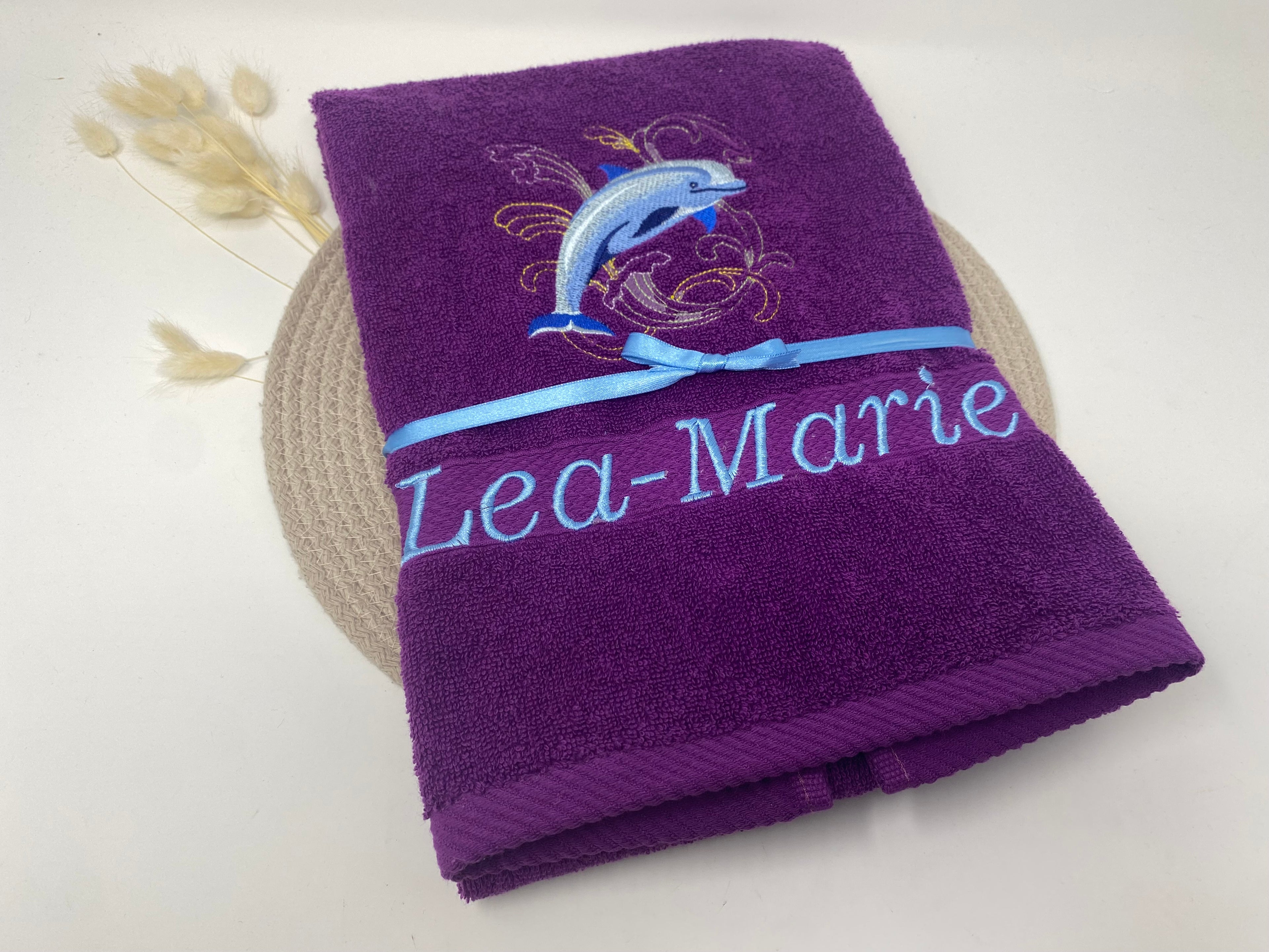 Meerestiere Delfin Handtuch Duschtuch bestickt & personalisierbar Super Qualität