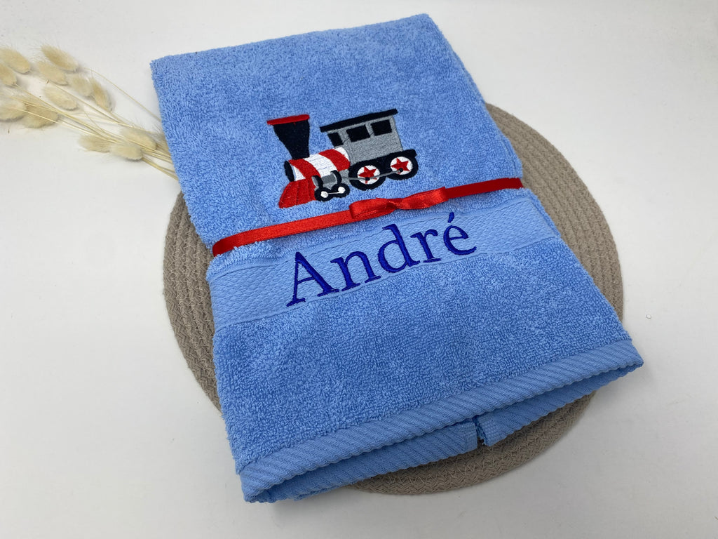 Fahrzeug 06 Zug Eisenbahn Handtuch Duschtuch bestickt & personalisierbar Super Qualität