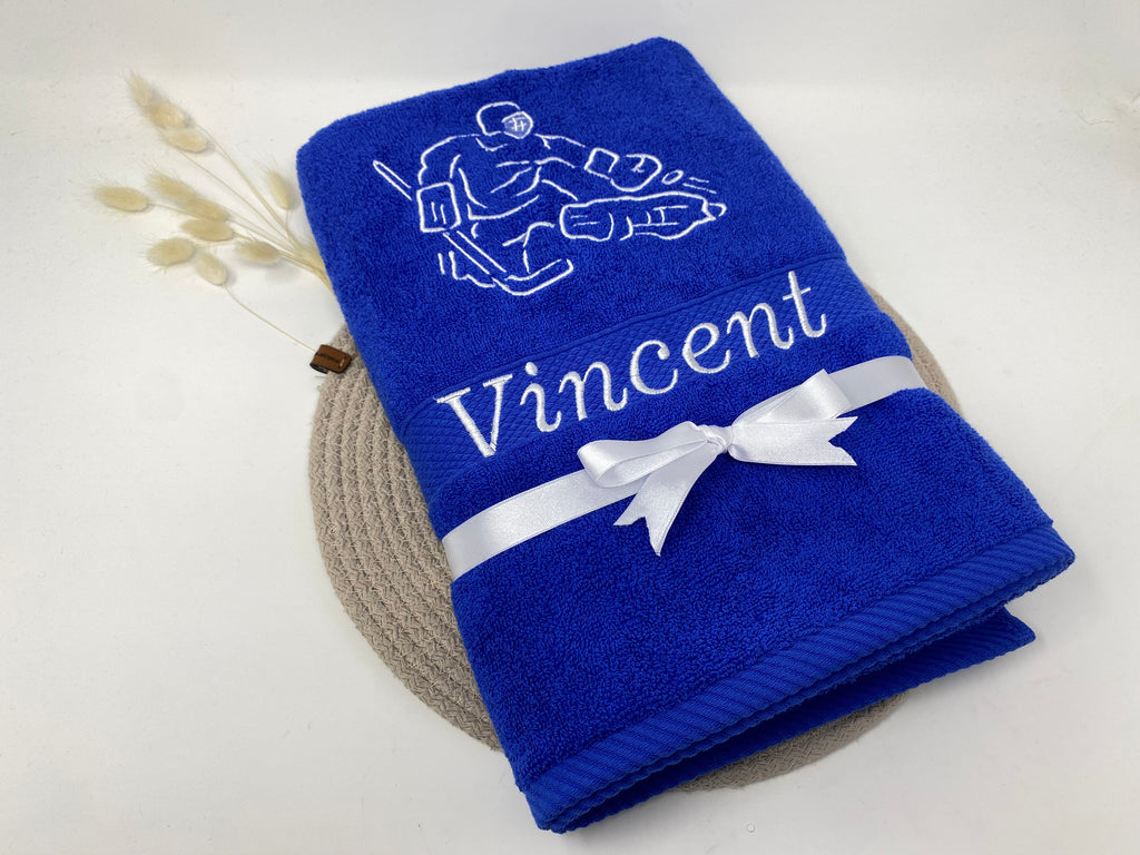 Goalie 02 Eishockey-Torwart-Handtuch – personalisiert mit Name & Motivation