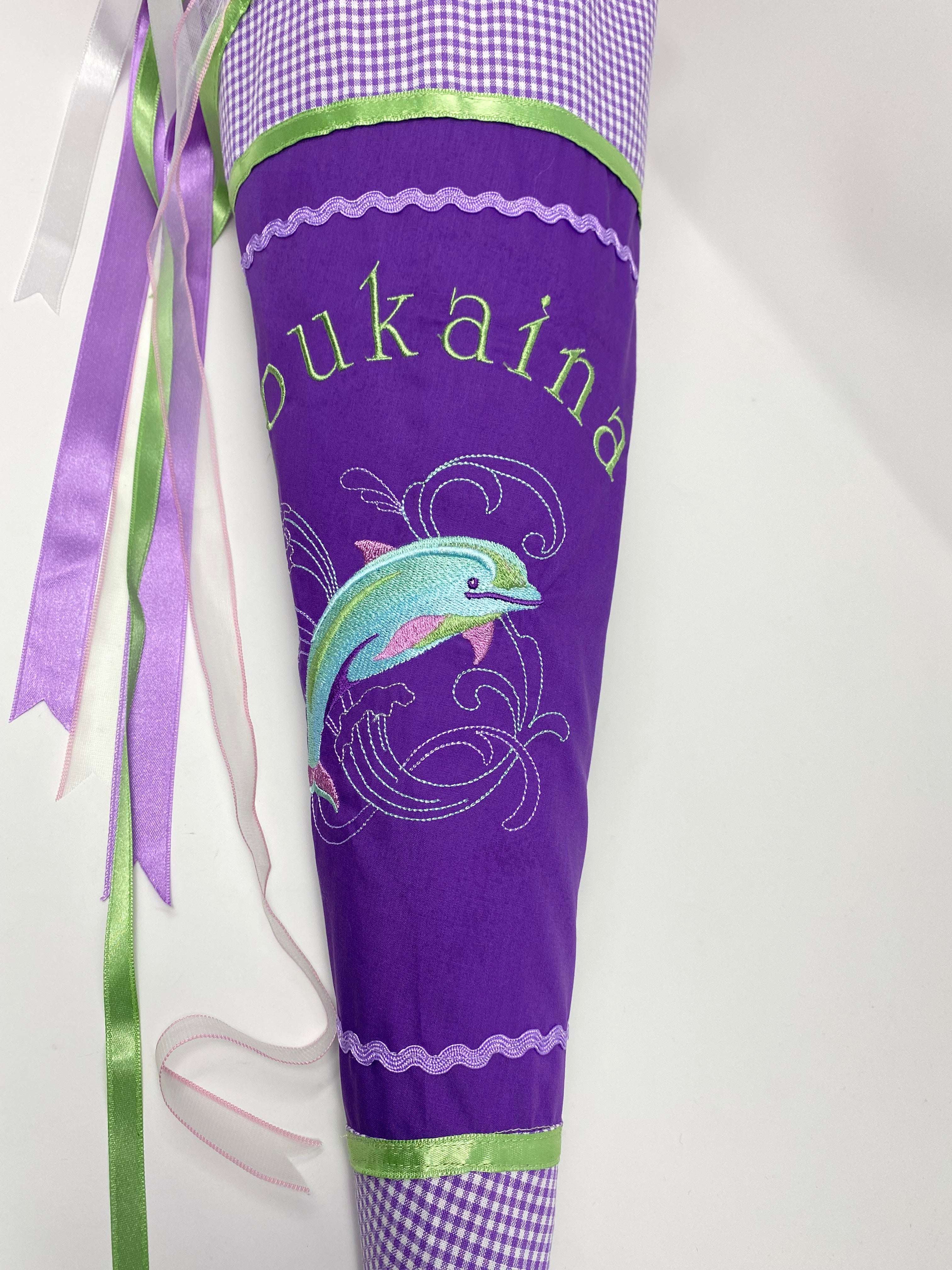 Delfin Schultüte Einschulung Stickerei Namen Schulstart Bestickung