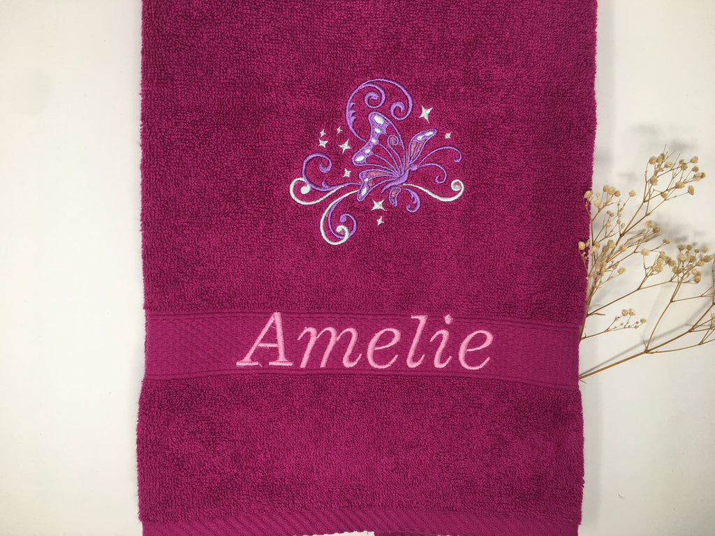 Schmetterling 01 Handtuch Duschtuch bestickt & personalisierbar Super Qualität