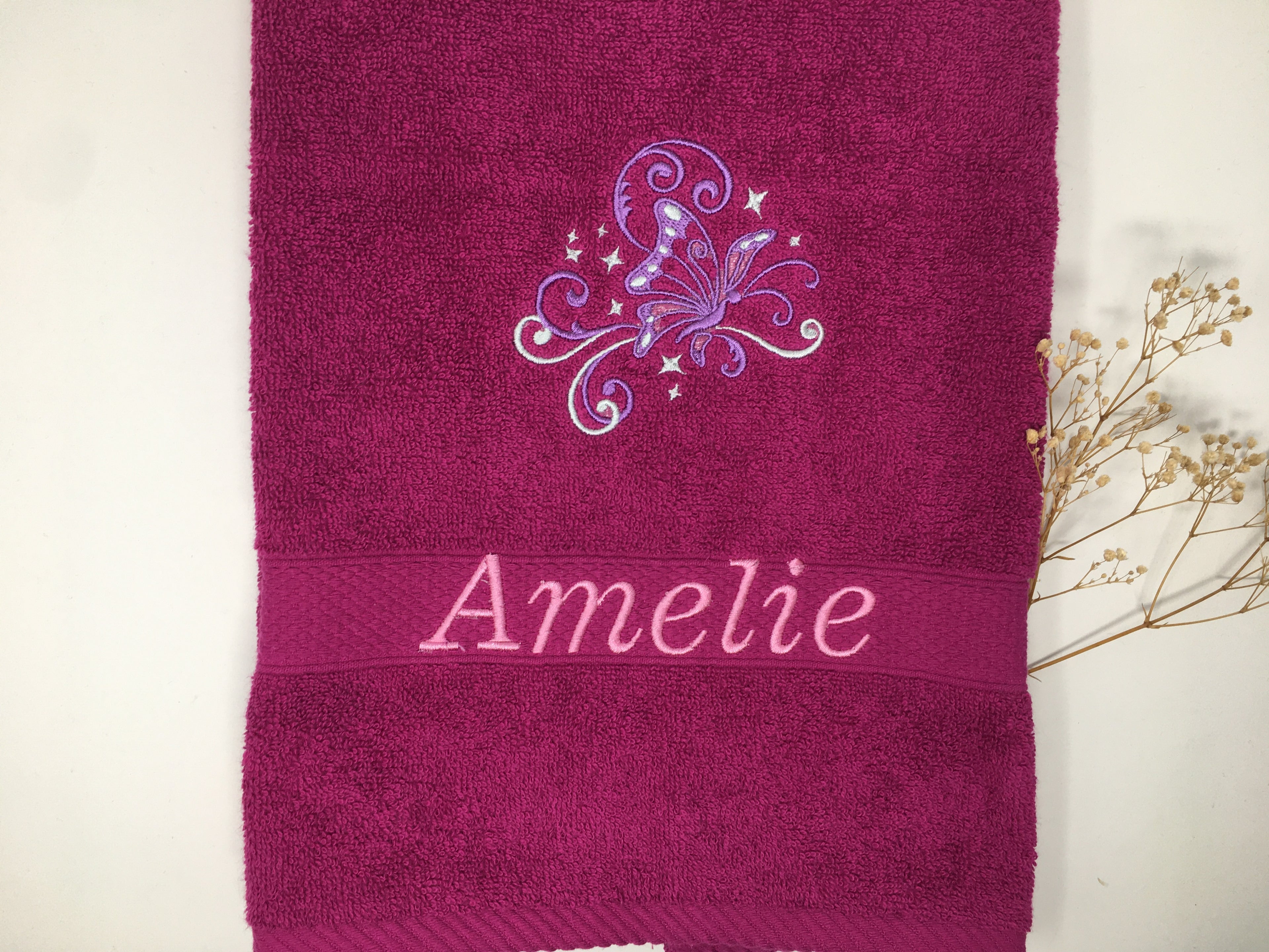 Schmetterling 01 Handtuch Duschtuch bestickt & personalisierbar Super Qualität