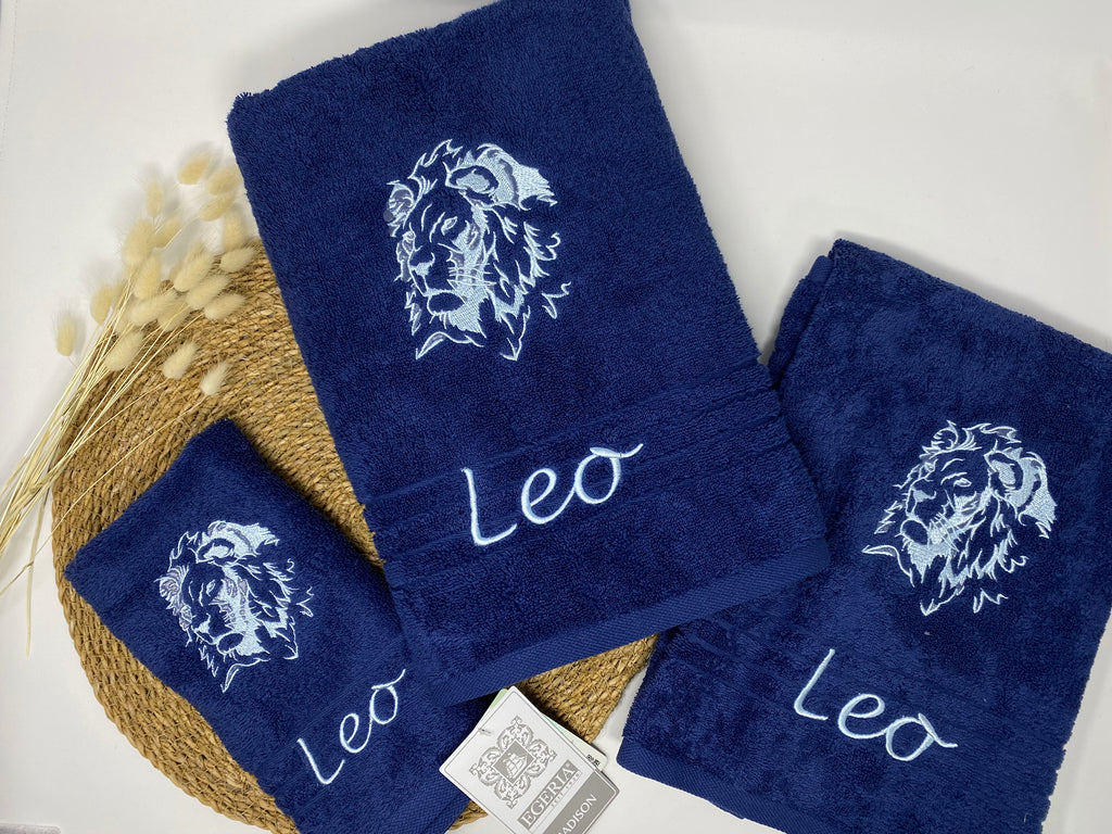 Löwe Löwen Handtuch Duschtuch bestickt & personalisierbar Super Qualität
