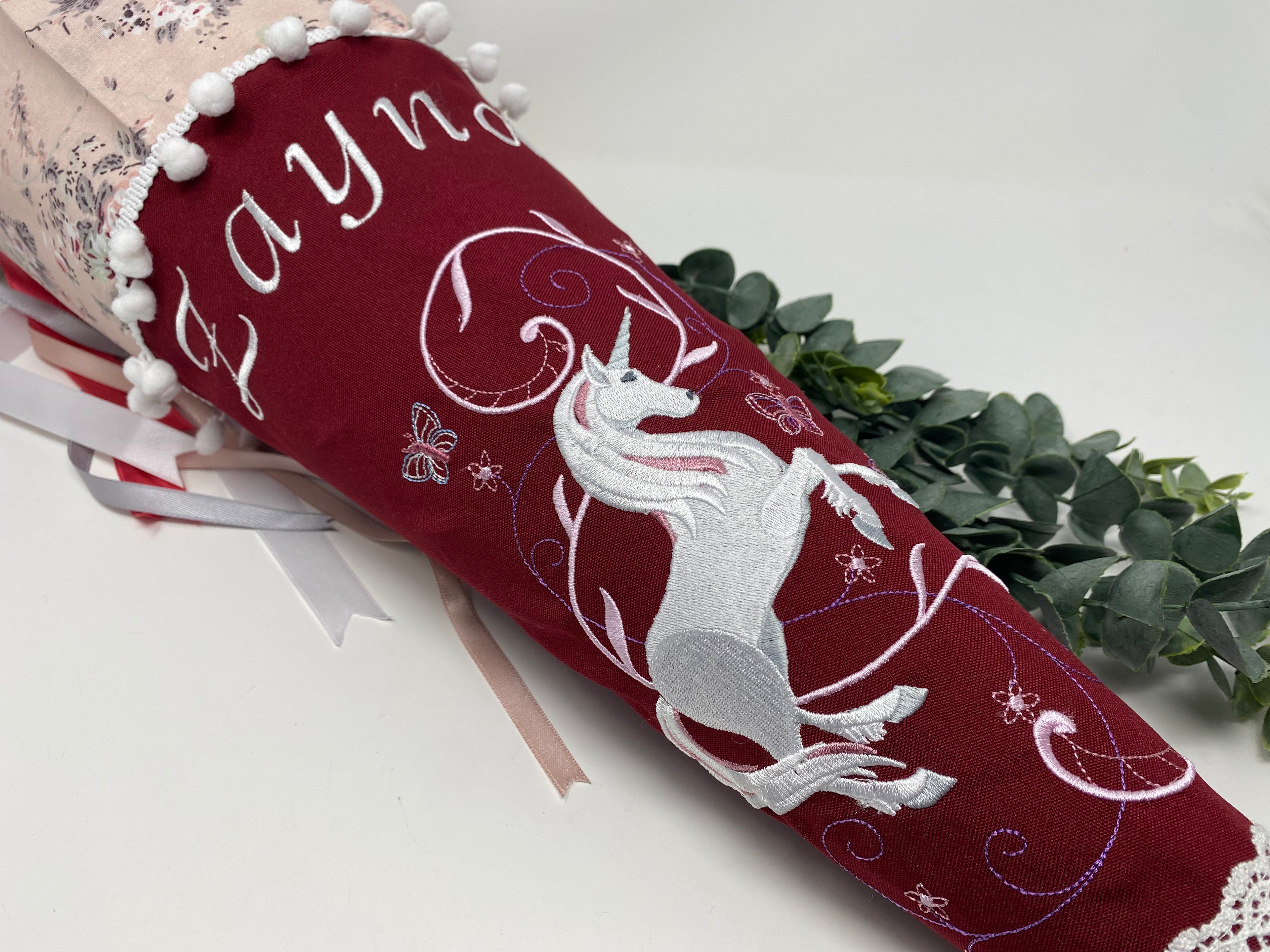 Einhorn 06- Pegasus Schultüte Einschulung Stickerei Namen Schulstart Bestickung